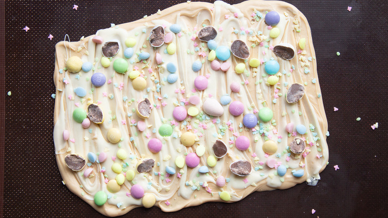 candy bark on black cloth