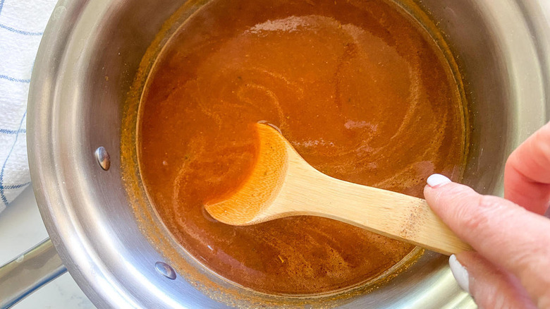 enchilada sauce in pot