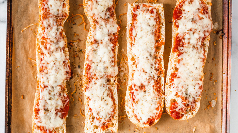 French bread pizzas baked