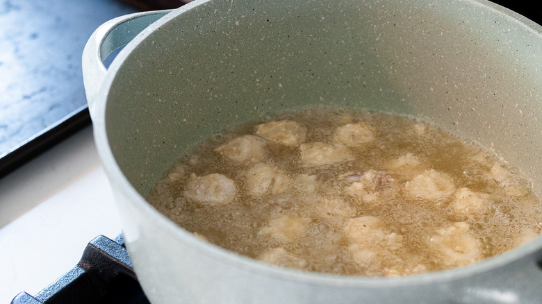 calamari frying in pan