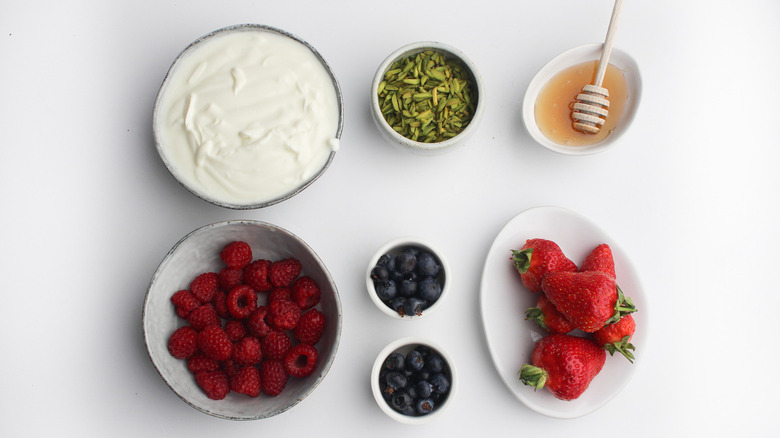 Ingredients for frozen yogurt bark