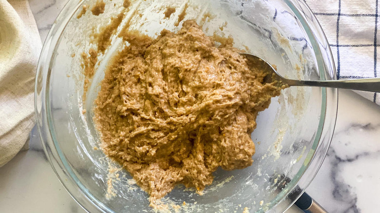 Bread batter sitting in a bowl