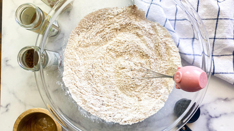 Flour sitting in a large bowl