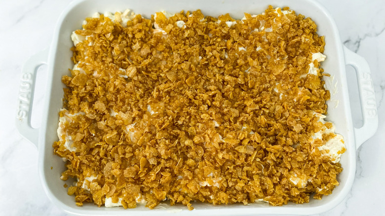 easy funeral potatoes ready to be baked