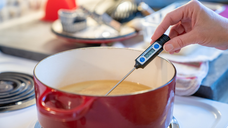 dutch oven with oil heating up