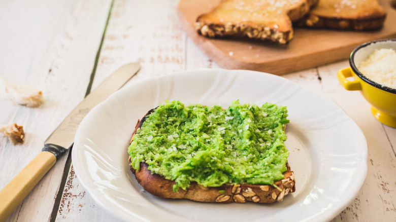 garlic scape pesto on bread