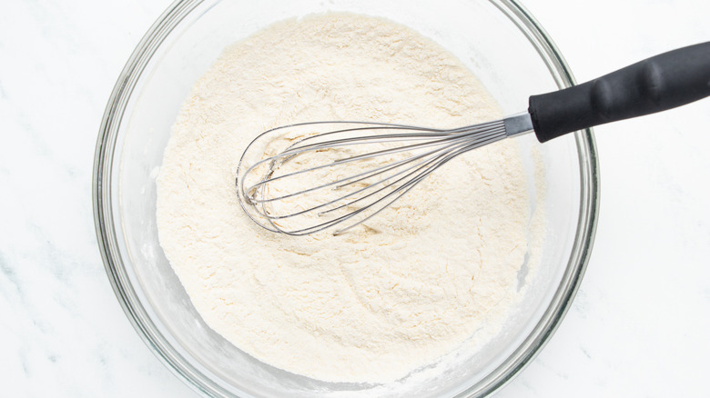 Flour mixture whisked in mixing bowl