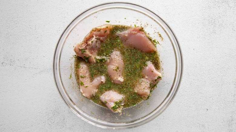 raw chicken in marinade