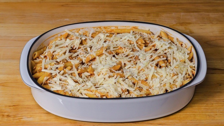 casserole topped with Parmesan