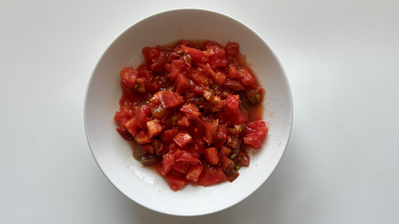 diced tomatoes in bowl