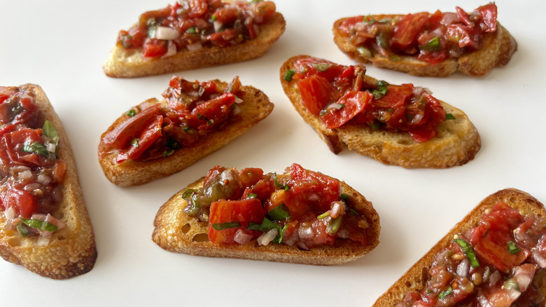 tomato tartare on baguette slices