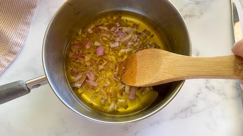 diced shallot in oil