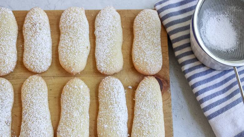 ladyfingers on wooden board