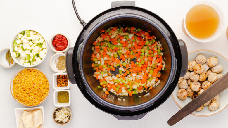 carrots and celery in pot