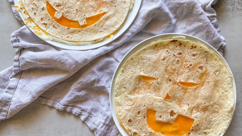 jack-o'-lantern quesadilla wedges