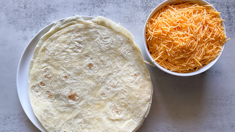 ingredients for jack-o'-lantern quesadillas