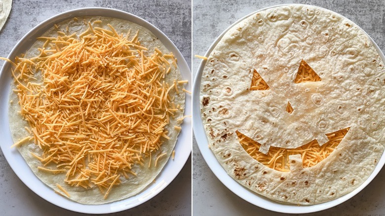 stuffed jack-o'-lantern quesadillas