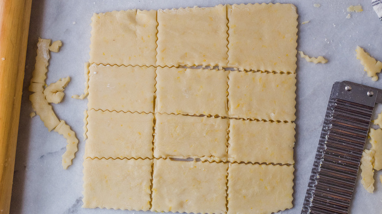 cut lemon shortbread dough