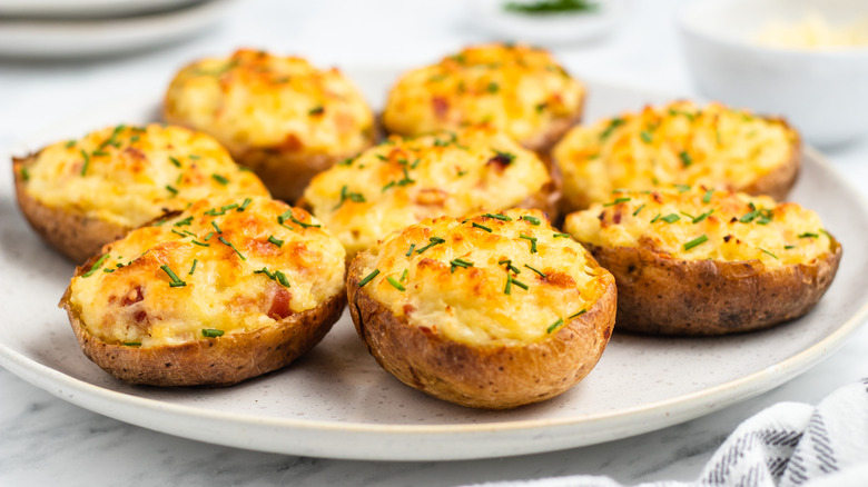 stuffed potato skins on plate