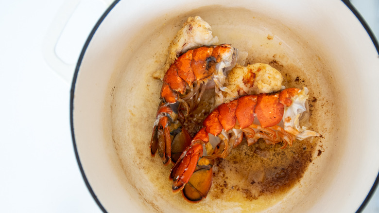 lobster tails sautéing