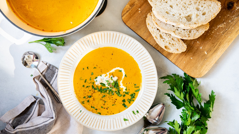 lobster bisque in bowls