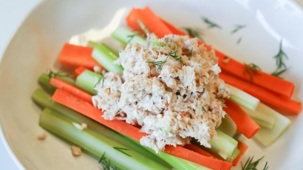 tuna salad on veggies