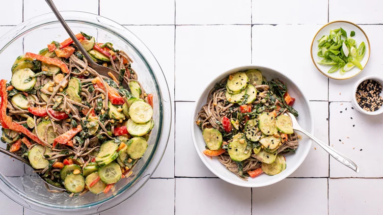 Bowls of noodle salad