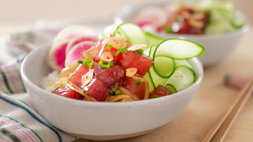 colorful poke bowl