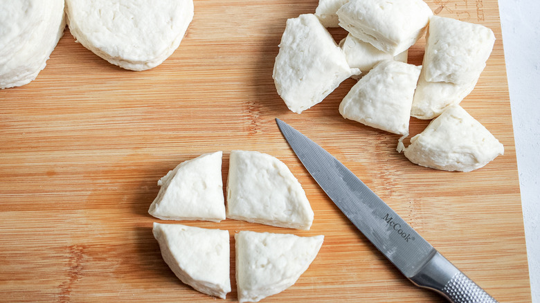 cutting biscuit pieces