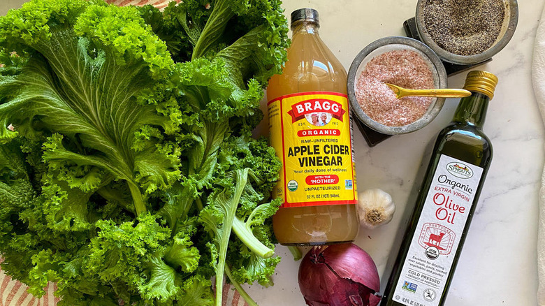 ingredients for mustard greens salad