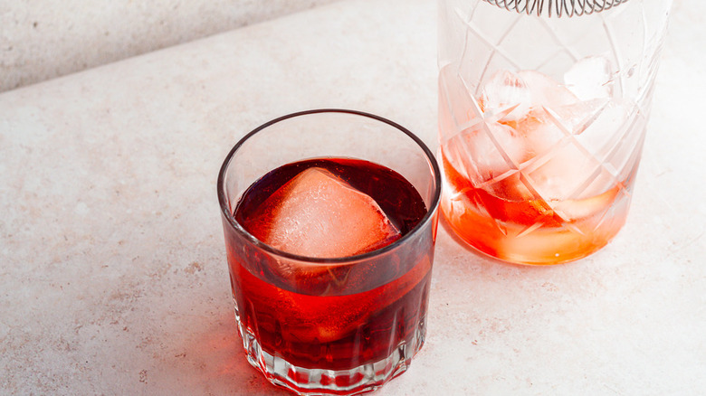 negroni in glass with ice