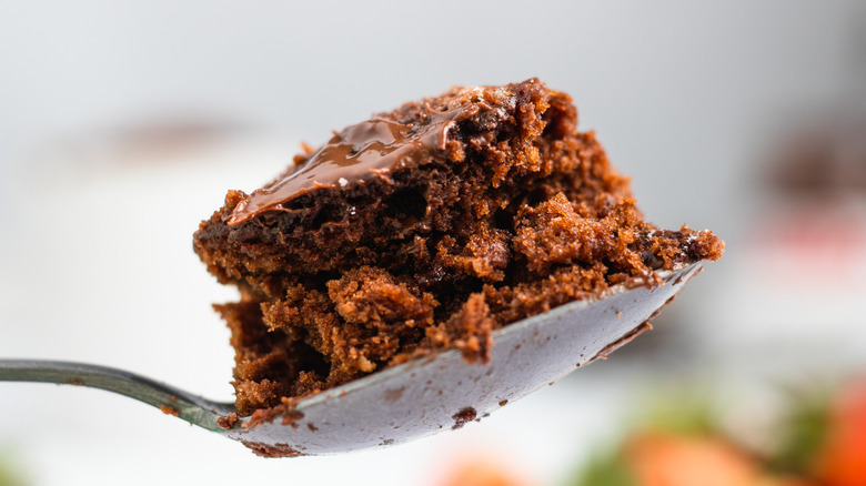 a spoonful of Nutella mug cake