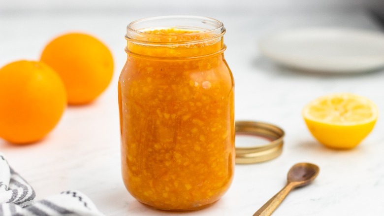 orange marmalade in jar