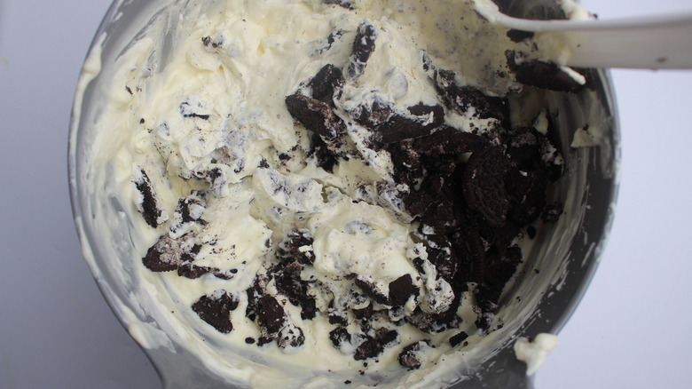 add cookies to cream mixture