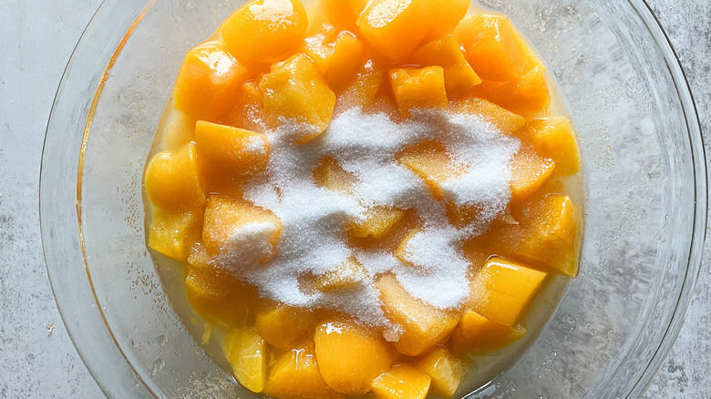 peach chunks and sugar