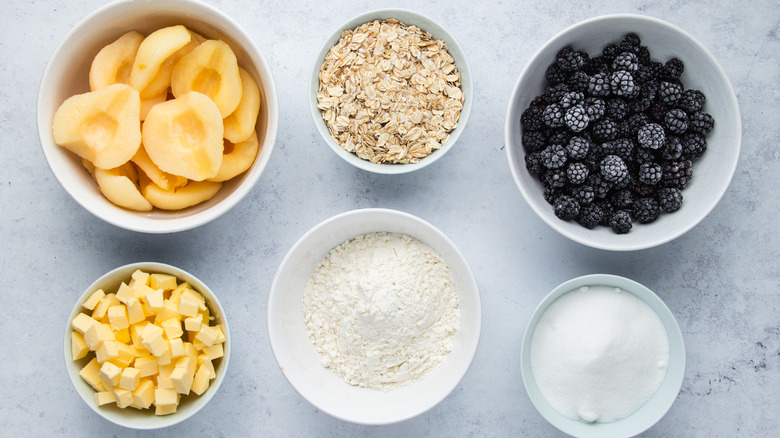 ingredients for pear and apple crumble