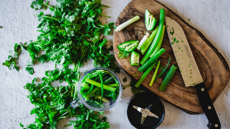 cutting vegetables on board