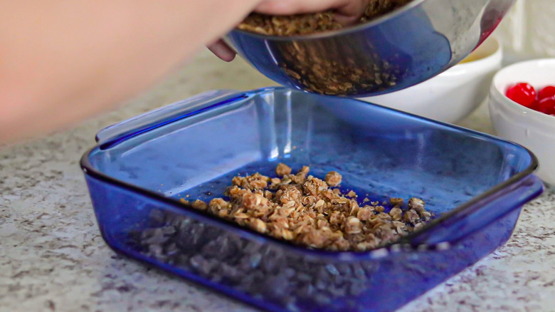 easy pineapple cherry crisp prep