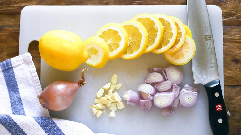 cut-up lemon and onions