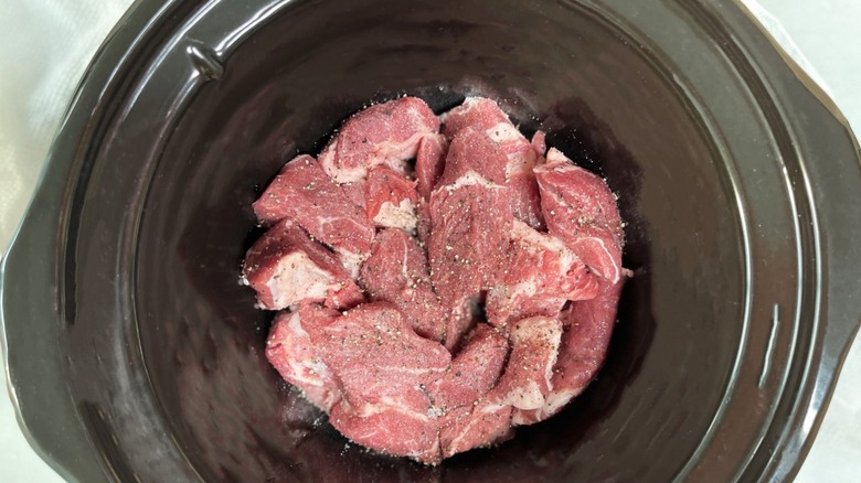 Pork meat in the slow cooker