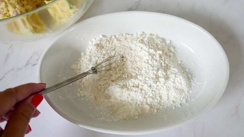 flour and cornstarch on plate 