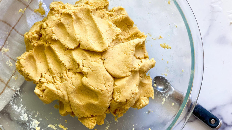 Masa dough kneaded in bowl