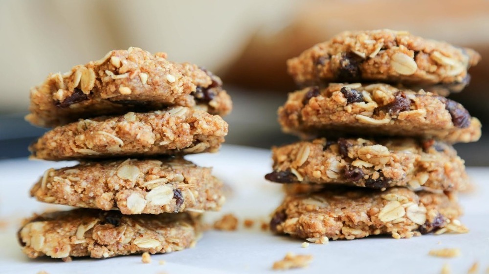 stack of no-bake oatmeal cookies