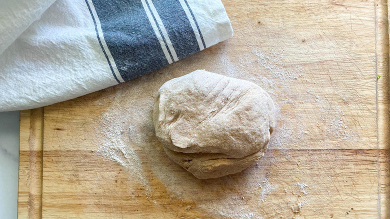 kneaded dough on board