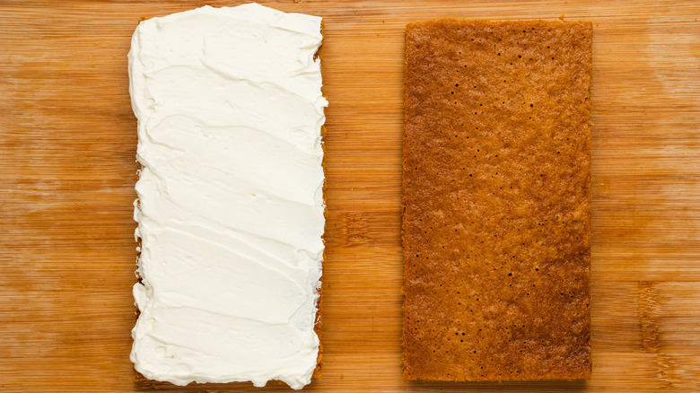 cake on cutting board 