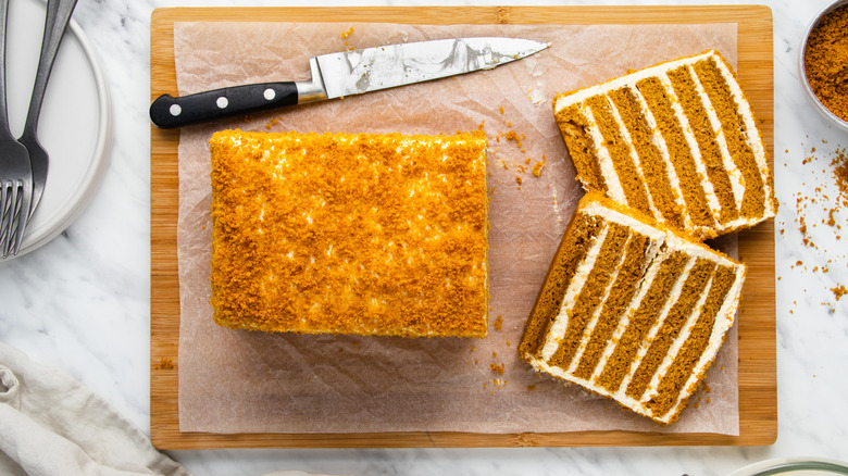 Cake on a cutting board 