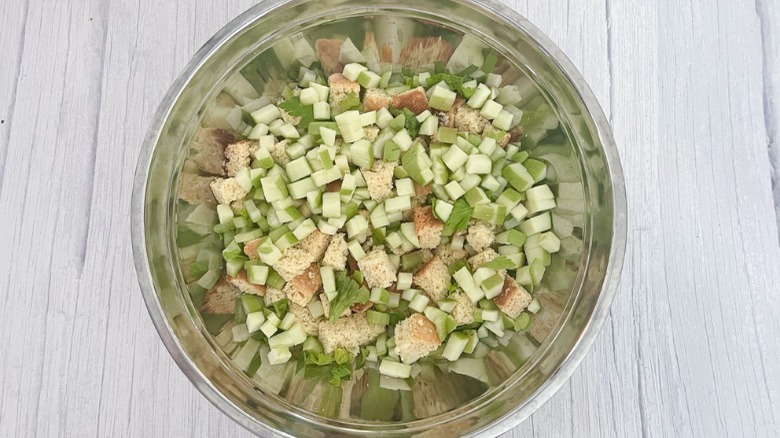 cornbread celery apple in bowl