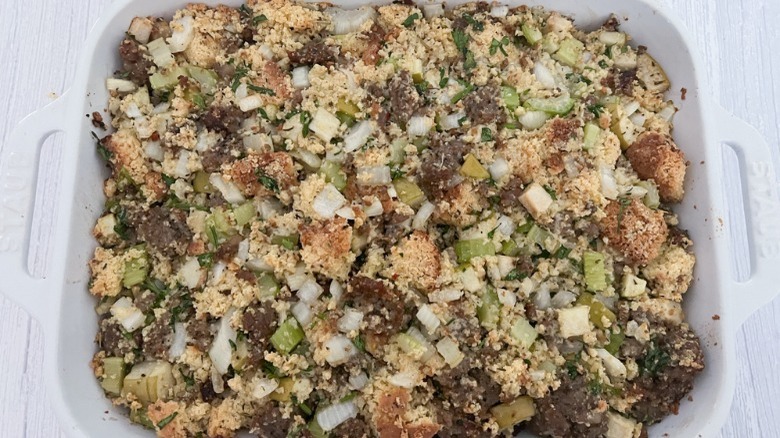 sausage stuffing in casserole dish