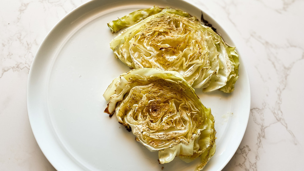 cabbage steak on plate