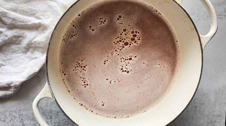 broth heating in a pot